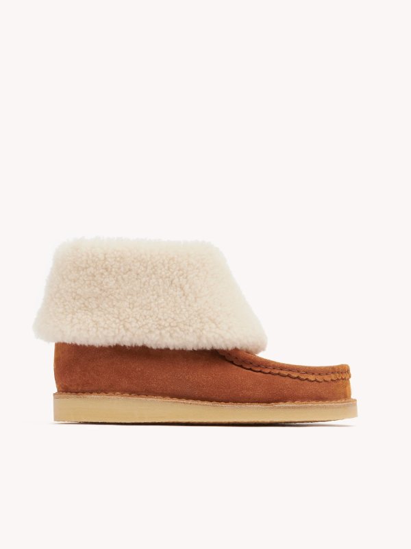 Jessie Comfy Bootie In Suede Calfskin With Shearling | Chloe US