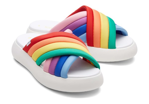 Women's Unity Rainbow Mallow Crossover Slide Sandal | TOMS