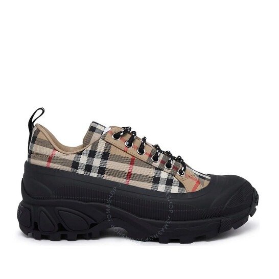 Ladies Arthur Vintage Check Cotton And Leather Sneakers