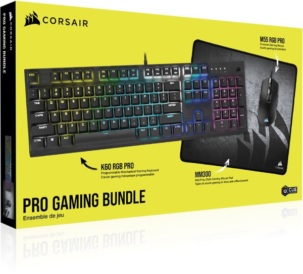CORSAIR K60 RGB PRO键盘 & M55 RGB PRO鼠标 & MM300鼠标垫套装