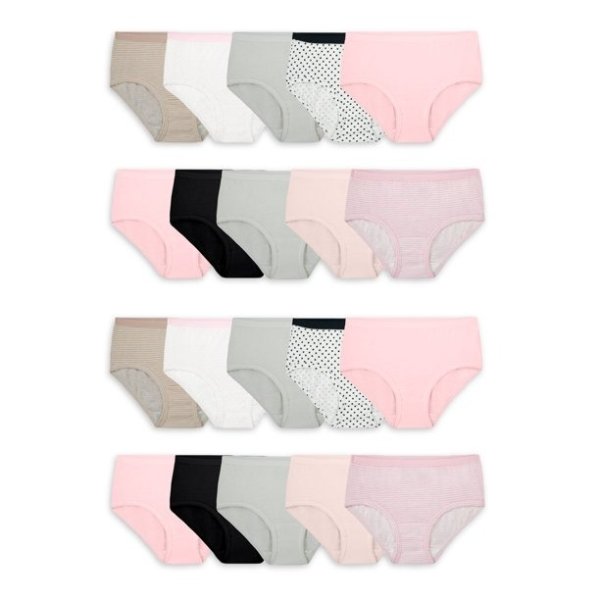 Girls' Cotton Brief Underwear, 20 Pack Panties Sizes 4 - 16