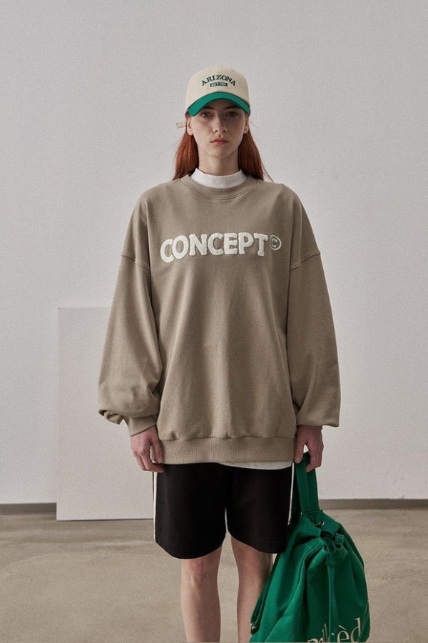 Concept Plush Embroidered Sweatshirt / Ash Brown