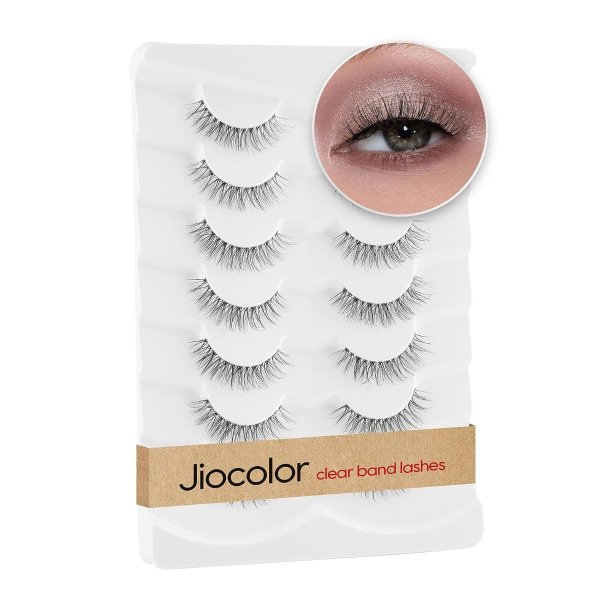 False Eyelashes Clear Band Lashes Natural Look Wispy Faux Mink Lashes Demi-wispies Fake Lahes 13MM 7 Pairs
