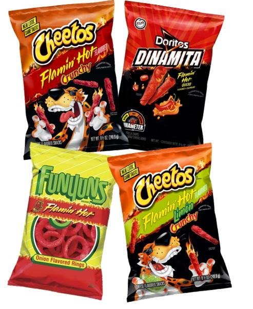 Flamin' Hot Cheetos® Snacks Doritos® Tortilla Chips Funyuns® Onion Rings Bundle - 4 Pack