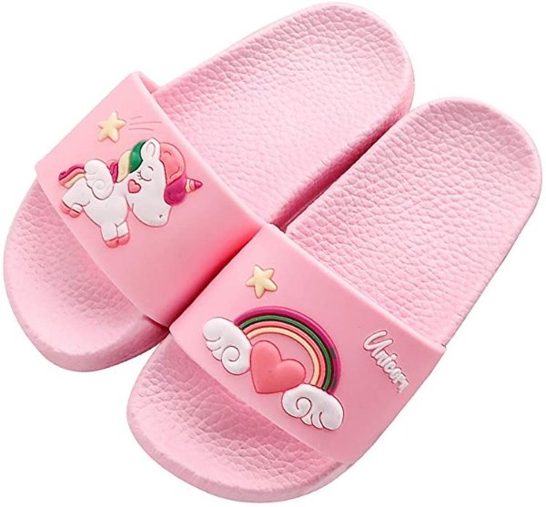 Boys Girls Unicorn Slide Sandals Summer Beach Pool Water Shoes Kids Bath Shower Slippers(Toddler/Little Kids)