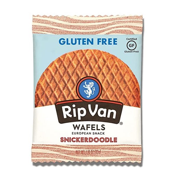 Rip Van Wafels Gluten-Free Stroopwafel - Snickerdoodle - Healthy Gluten-Free Snacks - Non-GMO Snacks - Low Sugar (6g) - Low Calorie Snack - 12 Count