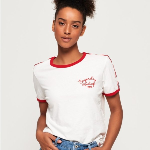 Heritage Embroidery Ringer Boxy T-Shirt