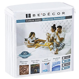 King Size Bedecor Mattress Protector - 100% Waterproof, Hypoallergenic - Premium Fitted Cotton Terry Cover - 10 Year Warranty