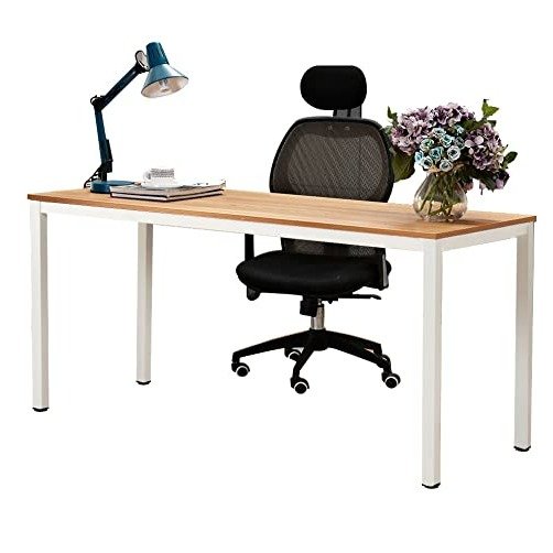 Computer Desk 63 inches Computer Table Writing Desk with BIFMA Certification Workstation Office Desk,Teak White AC3BW-160