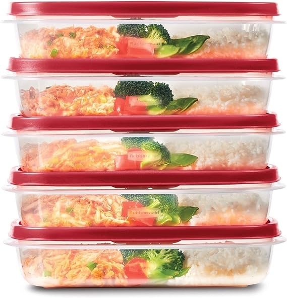EasyFindLids Meal Prep Containers, 5.5 Cup, Red