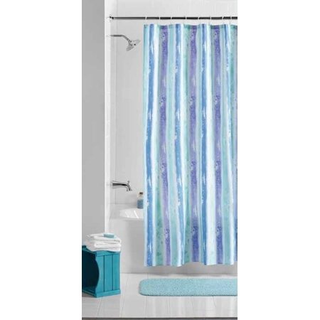 Embossed Watercolor Stripe Fabric Shower Curtain
