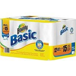 Bounty Basic Paper Towel Rolls 12-Pack