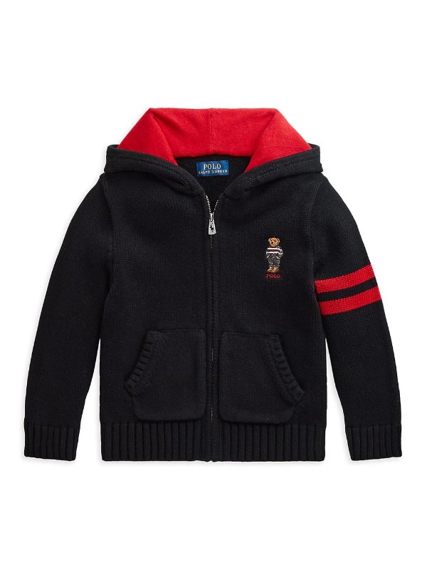 Little Boy's & Boy's Polo Bear Cotton Full-Zip Sweater