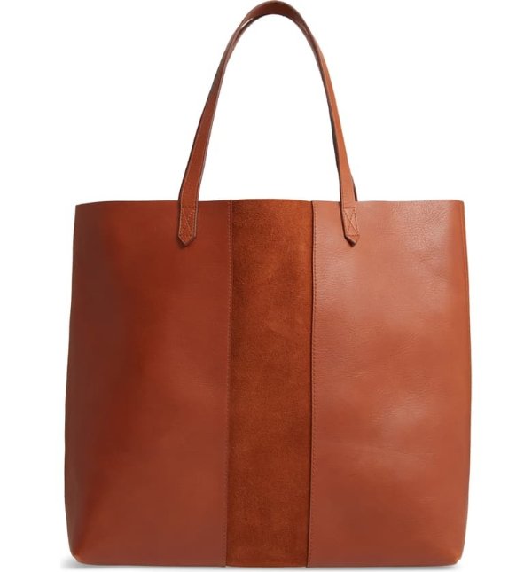 Suede Stripe Transport Leather Tote