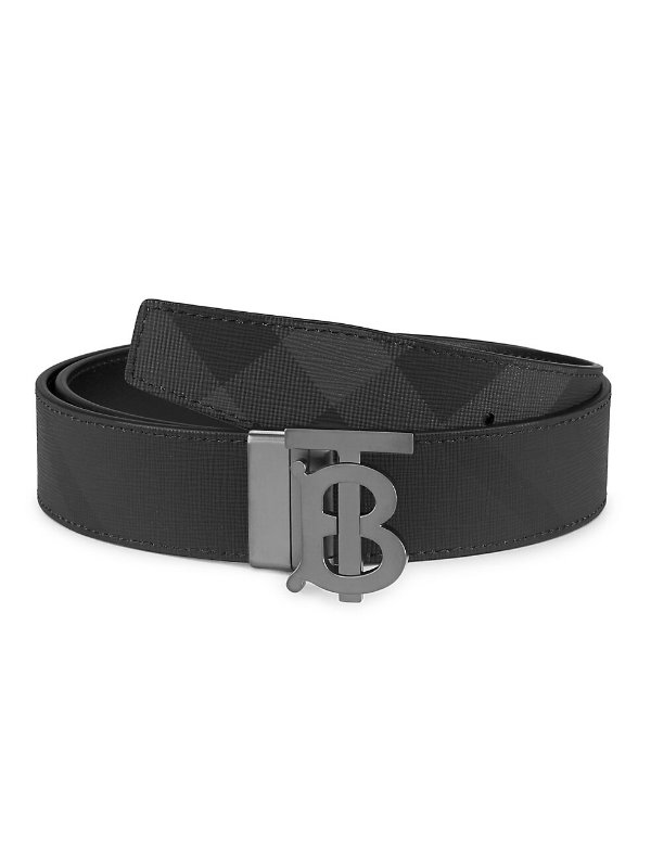 TB Logo Check Print Leather Belt