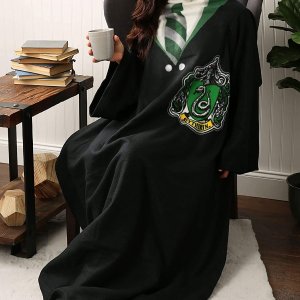 Harry Potter Comfy Throw Blanket with Sleeves, 48 x 71 Inches, Slytherin Rules