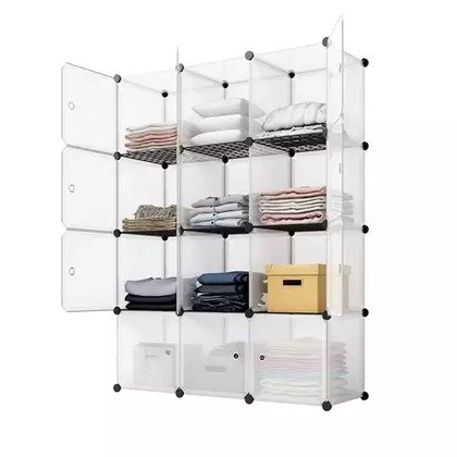 12-Cube Closet Organizer, Plastic Cabinet, Modular Bookcase, Storage Shelving