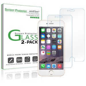 amFilm iPhone 6S Plus Tempered Glass Screen Protector for Apple iPhone 6 Plus, iPhone 6S Plus 2015 (2-Pack)
