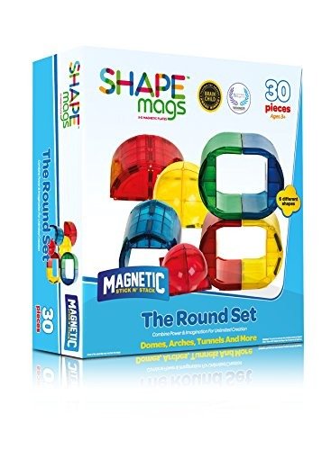Shape Mags 30 Piece Round Set 6X6 Domes 3X3 Domes Arches Tunnels & Rounded Windows with Super Strong Magnets Clear Color Compatible with All Brands