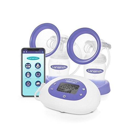 Smartpump Double Electric Breast Pump, Connects toBaby App via Bluetooth, Breast Pump Bra Compatible with Adjustable Suction & Pumping Levels for Mom's Comfort