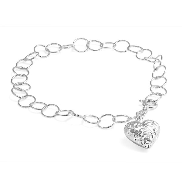 Heart Charm Bracelet in Plated .925 Sterling Silver