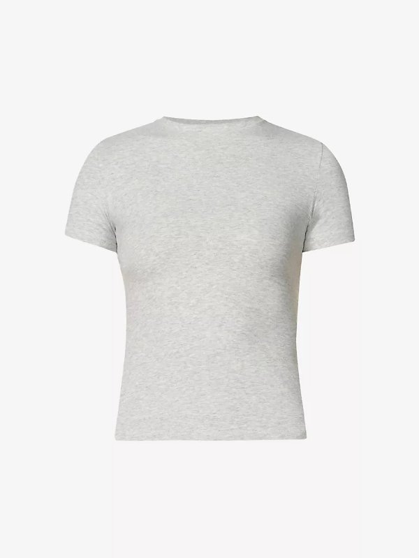 Round-neck stretch-cotton T-shirt