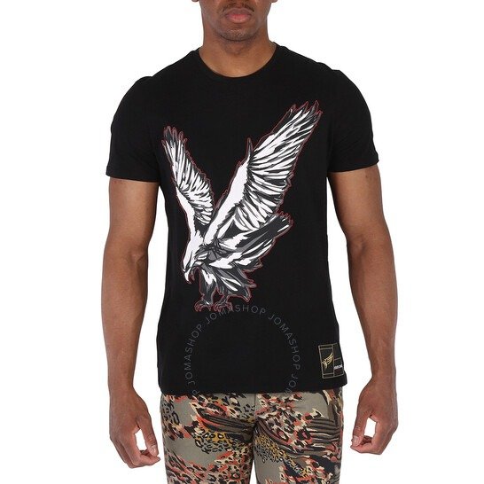 Black Crewneck Eagle Print Slim Fit T-shirt