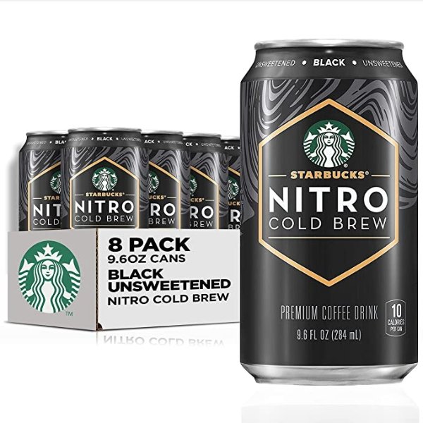 Nitro Cold Brew, Black Unsweetened, 9.6 fl oz Can (8 Pack) (Packaging May Vary)
