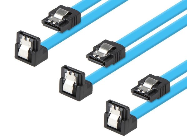 [3-Pack] SATA Cable 90 Degree Right Angle SATA III 6.0 Gbps, SATA Cable 24 Inches, SATA 3 Cable - 24 Inches, Blue, 3-Pack - Newegg.com