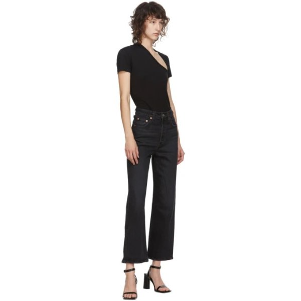 Black Ribcage Straight Ankle Jeans
