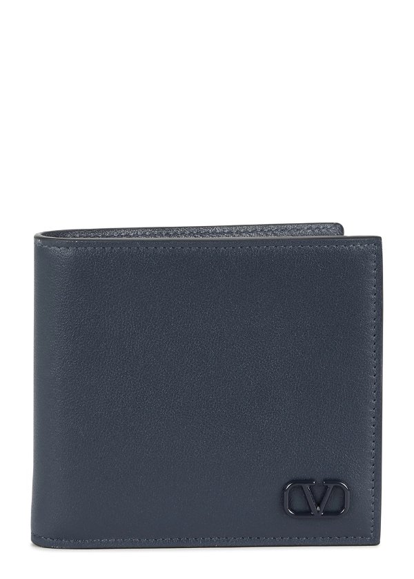 VLogo navy leather wallet