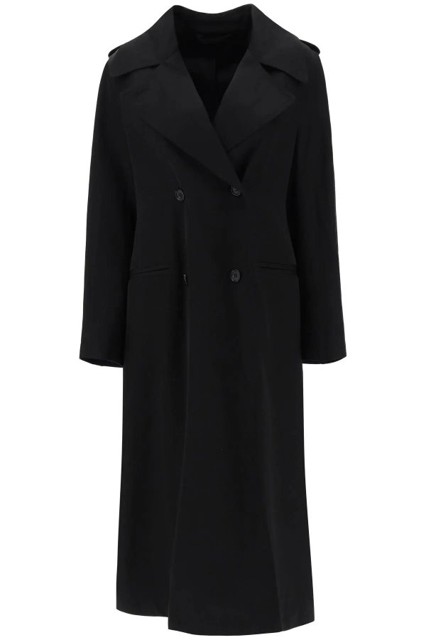double-breasted trench coat in gabardine