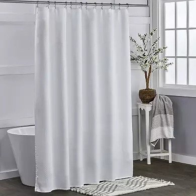 ® Solid Woven Shower Curtain