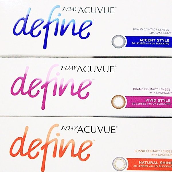 1 Day Acuvue Define with Lacreon contact lenses