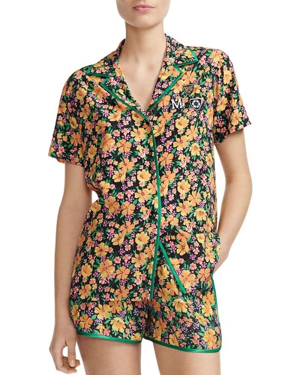 Cikael Piped Floral-Motif Shirt