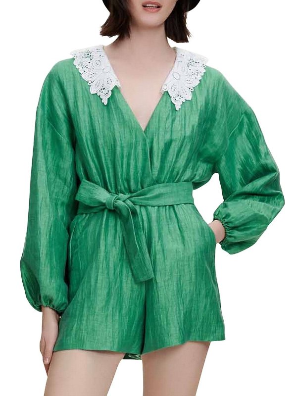 Ifeuille Crinkled Linen Playsuit