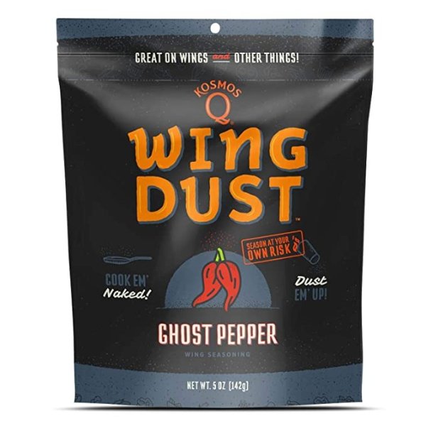 Kosmos Q Ghost Pepper Wing Dust HOT! | Chicken Wing Seasoning | Dry BBQ Rub Spice | 5 oz. Bag