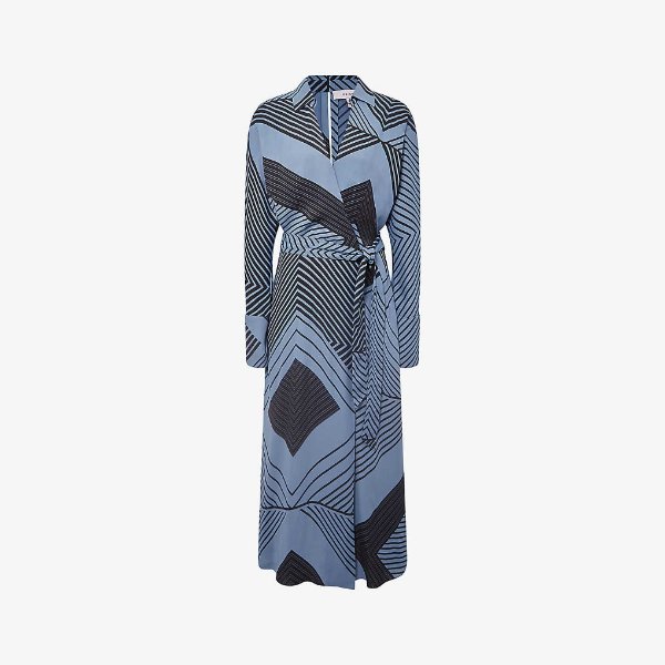Talia geometric-print woven midi dress