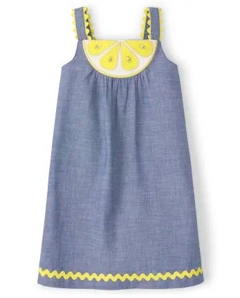 Girls Embroidered Lemon Chambray Woven Dress - Citrus & Sunshine | Gymboree - CITRUS CHAMBRAY