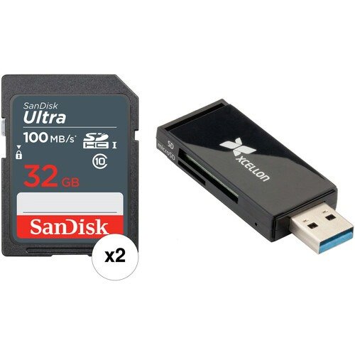 32GB Ultra SDHC UHS-I Memory Card (2-Pack) with USB 3.0 Card Reader