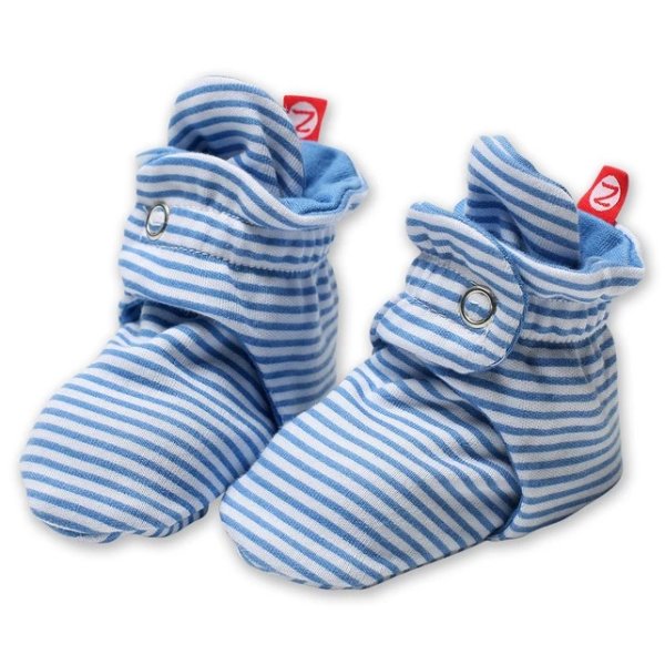 Candy Stripe Cotton Baby Bootie - Periwinkle