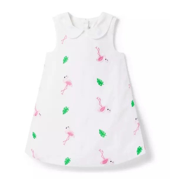 Embroidered Flamingo Dress