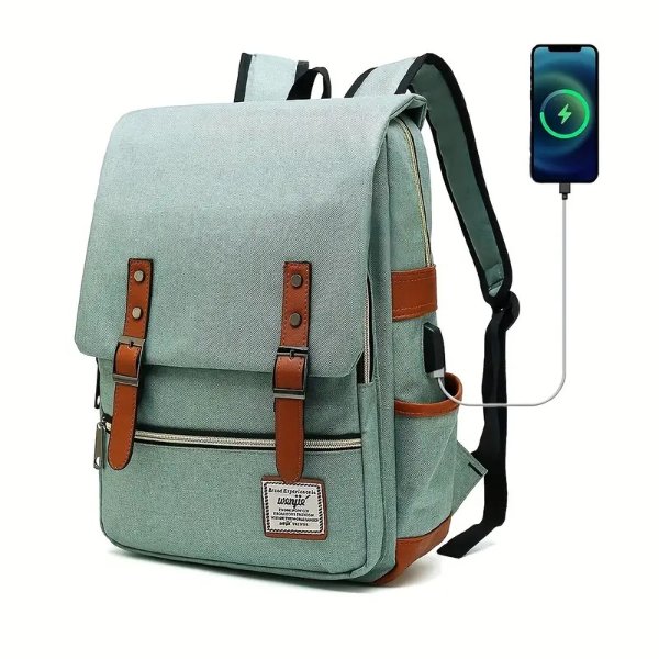 Temu 1pc Vintage Laptop Backpack With Usb Charging Port Slim Tear Resistant  Business Backpack For Travel College School Casual Daypack For Men Women  Fits Up To 15 6 Inch Notebook