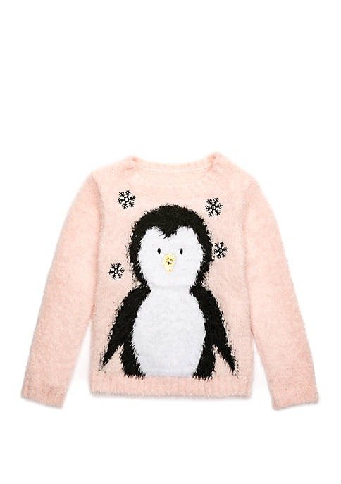 Girls 4-10x Penguin Sweater