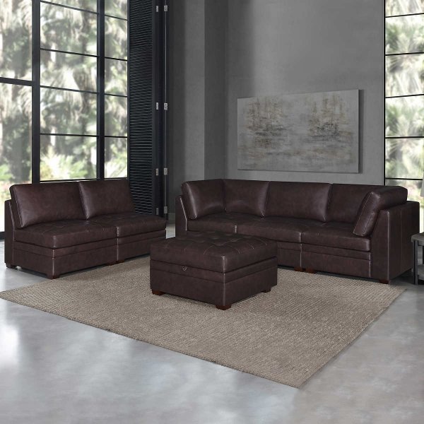 Thomasville Tisdale Modular Fabric Sectional with Storage Ottoman