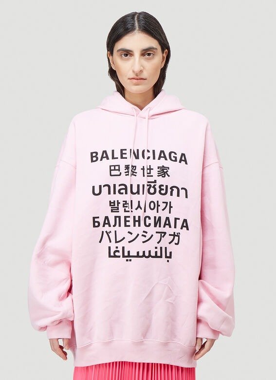 Multilanguages Hooded Sweatshirt in Pink