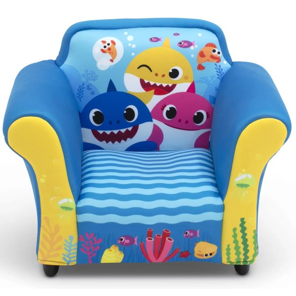 Baby Shark Upholstered Accent Chair with Sculpted Frame by Delta Children, Blue