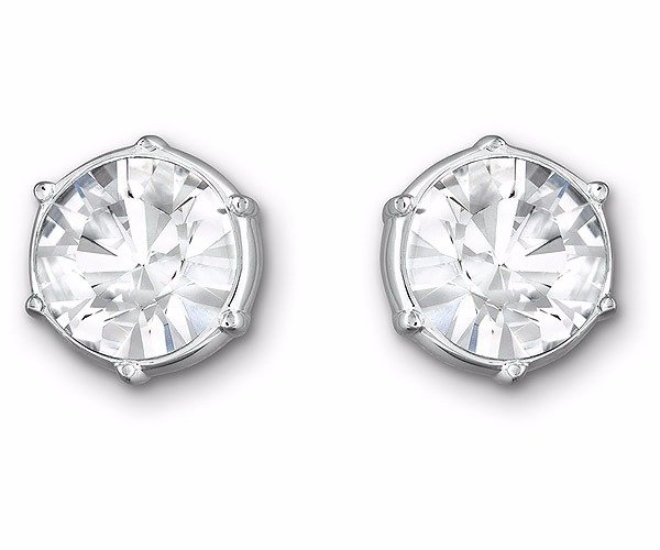 Typical Pierced Earrings, White, Rhodium Plating