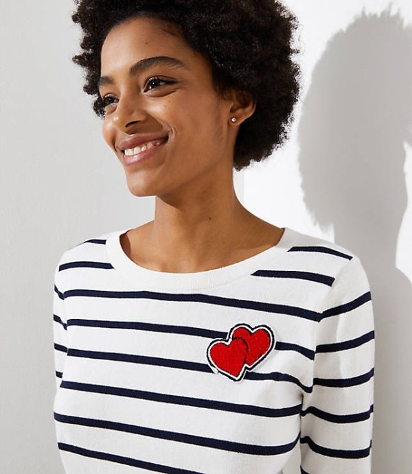 Heart Striped Sweater | LOFT
