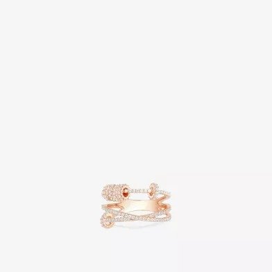 Triple-band 18ct rose gold-plated metal alloy and cubic zirconia ring